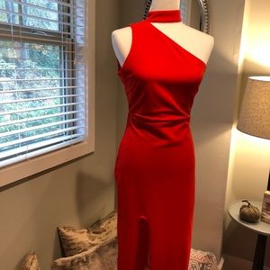Passion Fusion | Bright Red Formal Maxi Slit Dress